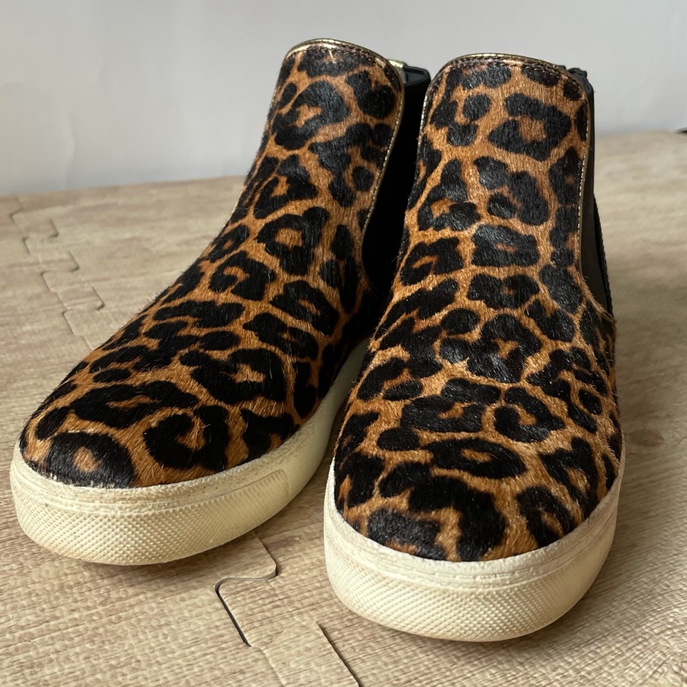 Sam Edelman High Top Margot Leather Leopard Sz 8